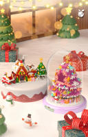 Bloques De Construcción Navideñas Rosa Árbol De Navidad Y Casa De Nieve En Blanco Y Negro Juguete De Artesanía Para Niños Decoración De Escritorio Regalos De Vacaciones - details 7