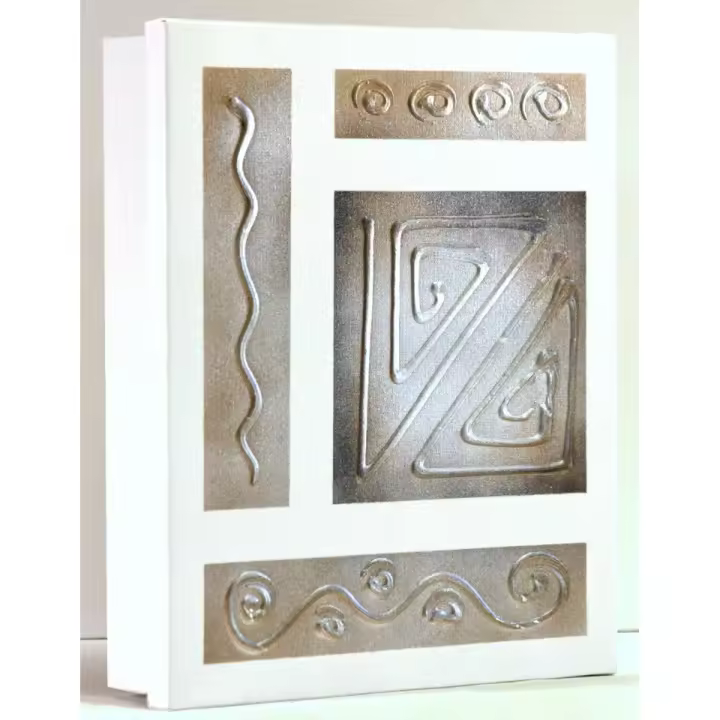 Cuadroexpres - Caja-Armario para Llaves, para Colgar en La Pared, 26x31x6 cm, Pintado a Mano, Abstracto en marrón y oro, con Relieve, 100% Original, Tornillos y Tacos incluidos, Con 9 Ganchos + 6 incluidos para colocar. - 1