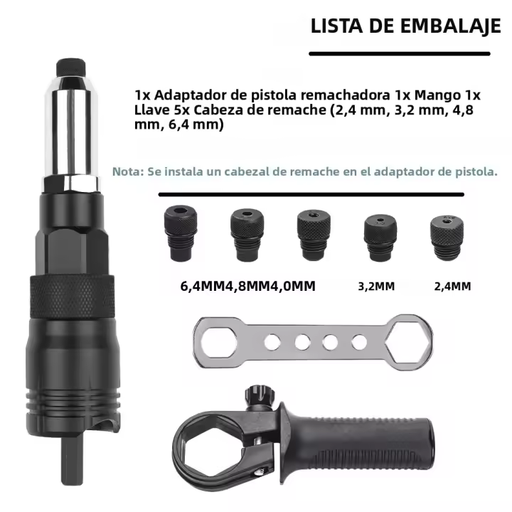 Herramienta De Clavija Eléctrica Adaptador De Inserto De Tornillo 2.4MM/3.2MM/4.0MM/4.8MM/6.4MM Para DIY En Casa Herramienta De Clavado Sin Cable - 1