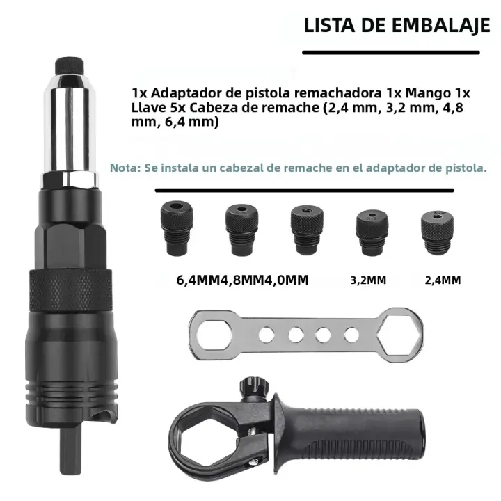 Herramienta De Clavija Eléctrica Adaptador De Inserto De Tornillo 2.4MM/3.2MM/4.0MM/4.8MM/6.4MM Para DIY En Casa Herramienta De Clavado Sin Cable - 1