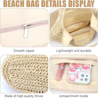 Bolsa de Playa de paja para Mujer, Bolsa de Playa Tejida de Verano, Bolso de mano de hombro, Bolso Bohemio - details 9