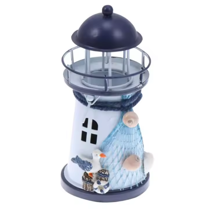 Faro del océano Mediterráneo adornos luz linternas vela faro forma estatuilla artesanía para decoración de oficina en casa - 1