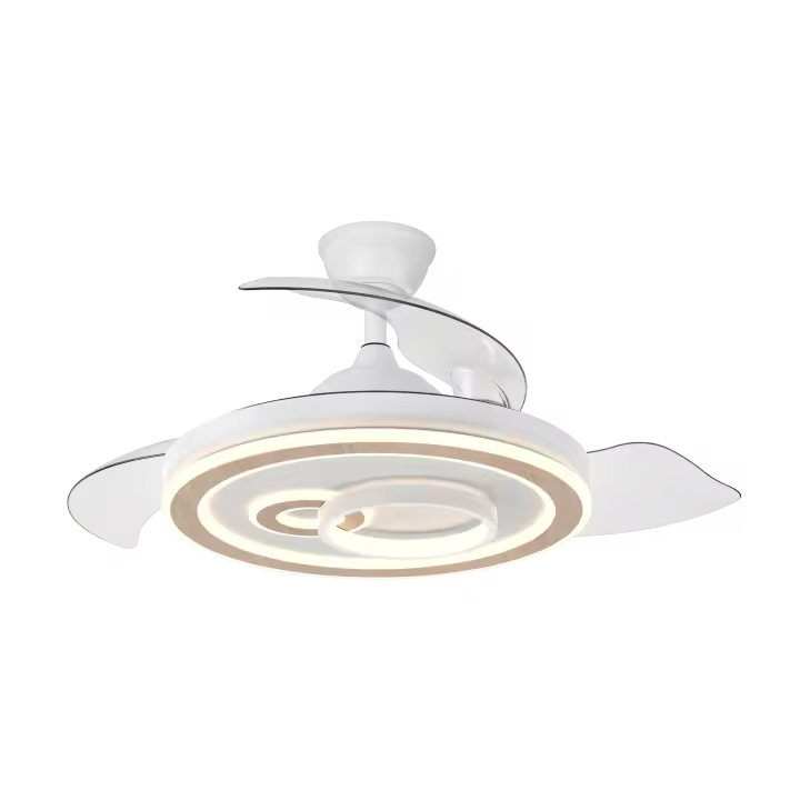 FABRILAMP Ventilador DC SULTAN BLANCO MADERA Luz LED CCT de 68W 3 Aspas Desplegables 107d 3000-4000-6000K Remoto Abrila app - 1