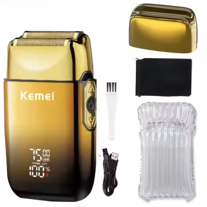 Afeitadora Eléctrica Recargable Kemei TX10 Para Hombres Cabeza Flotante Afeitado Seco Y Húmedo Acero Inoxidable Sin Recortador - 1