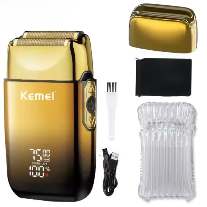 Afeitadora Eléctrica Recargable Kemei TX10 Para Hombres Cabeza Flotante Afeitado Seco Y Húmedo Acero Inoxidable Sin Recortador - 1