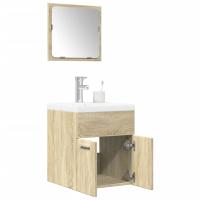 vidaXL Set muebles de baño 2 piezas madera contrachapada en color Gris hormigón/Roble Sonoma | almacenamiento funcional diseño moderno para baño dormitorio sala - details 1
