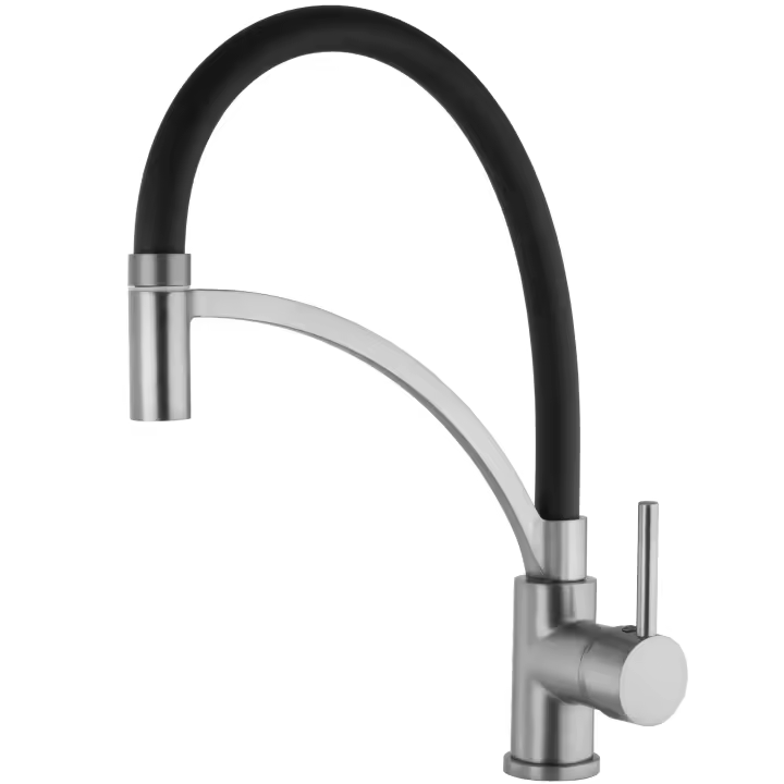 VALAZ Grifo cocina con caño flexible y giratorio monomando gun metal serie Pas - 1