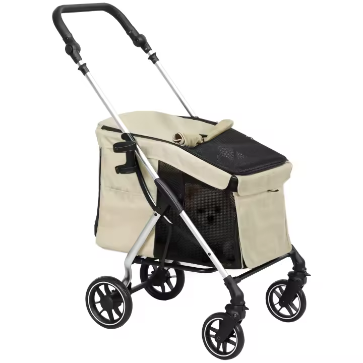 Carrito para Perros Plegable Cochecito para Perros Pequeños con Ruedas Universales Marco de Aluminio Correa de Seguridad Cojín Lavable y Ventanas 80x48,5x106 cm - 1