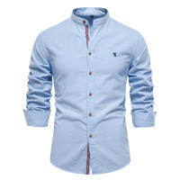 Primavera y verano nuevas camisas de negocios de moda para hombres camisas de manga larga de color sólido de moda japonesa casual de algodón y lino para hombres en hermosos tamaños - details 3