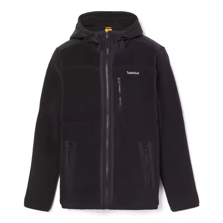 Chaqueta Polar con Capucha Mix Media Sherpa, Marca Timberland, Color Negro, Variedad de Tallas, Para Hombre - 1