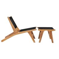 vidaXL Tumbona con reposapiés madera maciza de teca y cuerda Sillas de Exterior Ideal para jardín, playa, piscina, terraza Tumbona Piscina Tumbonas Playa Tumbonas Jardín Exterior - details 0