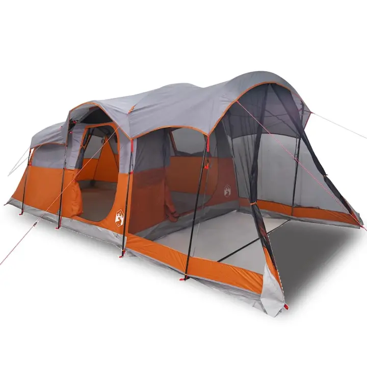vidaXL Tienda de campaña familiar túnel 8 personas impermeable naranja - 1