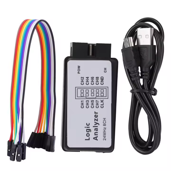 Analizador De Logica Mini Digital Tamaño De Bolsillo 24MHz USB Con 8 Canales De Entrada Y Memoria Para Redes - 1
