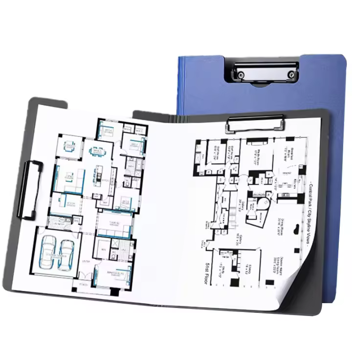 Tablero De Clavija Doble A3/A4 Organizador De Documentos De Oficina Con Capacidad Para 100 Hojas Papel De Escritura Y Carpetas De Almacenamiento - 1