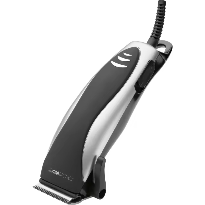Clatronic HSM 3430 Cortapelos Afeitadora Hombre, 4 Peines de Corte, Cabezal Acero Inox., Potente Motor, Acces., 10W, Negro/Plata - 1