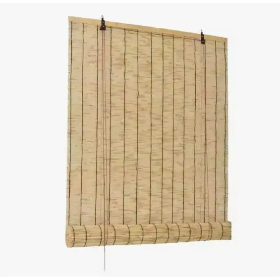 Estor enrollable efecto bambú,Persiana enrollable de Junco,Cortinas Opacas Transpirables Persiana Enrollable Para Ventanas,adecuadas para interiores y exteriores,variedad de medidas. - 1