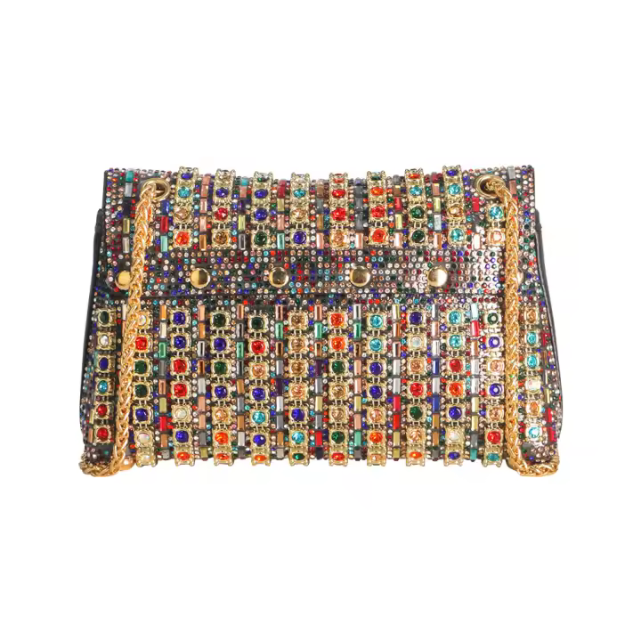 Bolso De Noche Elegante Con Diamantes Y Cadena Lujosa Para Mujer Bolso De Mano De Fiesta Bolsa De Sobres CAN Con Cierres De Cremallera - 1