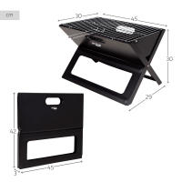 AKTIVE - Barbacoa Portátil y Plegable a carbón de acero Negra y rectangular, Con asa de transporte, Medidas 45x29x30cm, Fácil de montar y transportar, parrilla camping, terraza, balcón CALIDAD DE CONFIANZA - details 4