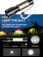 Linterna LED Recargable Portátil Con Zoom Ampliable Modos De Iluminación Para Camping Y Emergencias Resistente Al Agua Y Choque - details 1