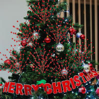 Bouquet De Bayas Rojas Artificiales 33cm Adorno Navideño Para Decoración De Hogar Árbol De Navidad Accesorio De Año Nuevo 2024 - details 4