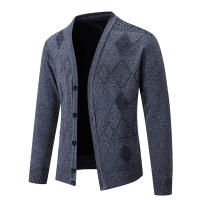 Chaqueta De Fleece Para Hombre Cardigan Grueso De Otoño E Invierno Elegante Y Ajustado Marcas De Lujo Abrigo De Cuello Alto Con Bolsillos Para Uso Diario - details 4