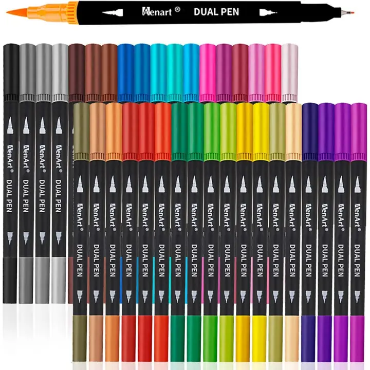 Marcador de Doble punta-36 colores de Arte para niños-Pluma de Punta FINA y pluma de Pinza ideal para Diario de Bala, colooear, Letres y caligrafia - 1