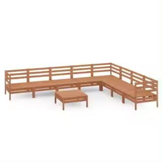 VIDAXL 3083112 conjunto mobiliario de 9 piezas para jardín fabricadas en madera de pino maciza con acabado marrón miel vida xl - 1