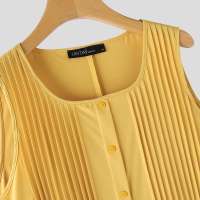 Vestido Largo Sin Mangas De Verano ZANZEA Estilo Coreano Suelto Con Pliegues Para La Playa Vestido Casual De Playa A-Line Para Mujer - details 15