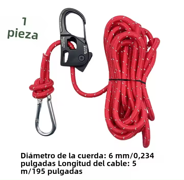 Ajustador De Cordón Para Tienda De Campaña 6mm 5m Cuerda Reflectante Para Atar Con Resorte Rieles De Aluminio Y Hebilla De Acero Carbono - 1
