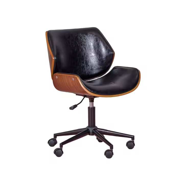 Nest Dream - Silla de oficina retro en madera de nogal y polipiel - Nordic - 1