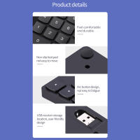 Teclado Numérico Inalámbrico 2.4G 35 Teclas Para Oficina Y Contabilidad Con Batería Recargable Integrada Estilo Portátil Color Negro - details 5