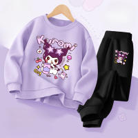 Conjunto De Ropa Infantil Sanrio Kuromi Para Niñas Primavera Suéter Con Cuello Redondo Y Pantalones Largos Dos Piezas Estilo Casual - details 1