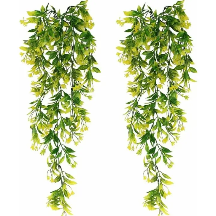 piezas de hiedra artificial, plantas colgantes verdes artificiales para celebraciones, bodas, cocina, jardín, decoración de oficina, girasol amarillo - 1