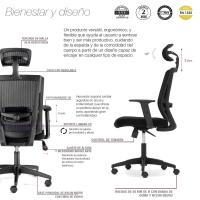 Silla de oficina ergonómica SOFIA de Euromof, cabecero y brazos regulables negro envio 24/48 h - details 1