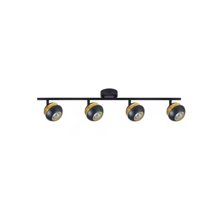FABRILAMP Regleta Beethoven 4 Focos GU10 Negro/Oro - Diseño Moderno y Elegante - 1