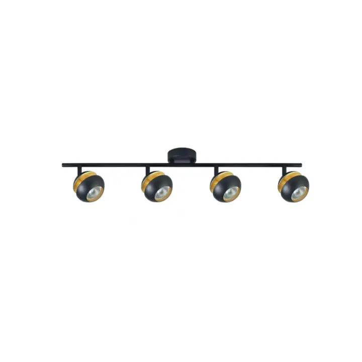 FABRILAMP Regleta Beethoven 4 Focos GU10 Negro/Oro - Diseño Moderno y Elegante - 1