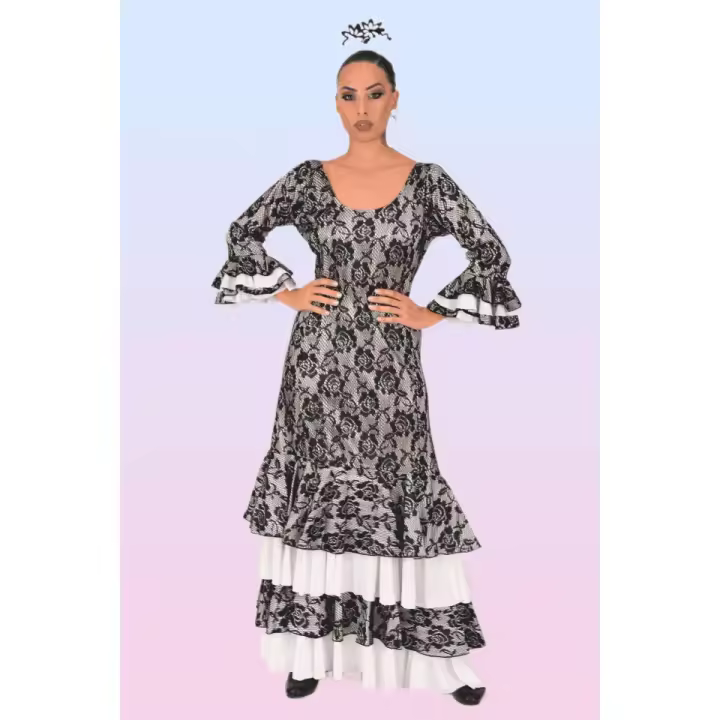 Vestido de Flamenca de Encaje con Volantes a Capas - 1
