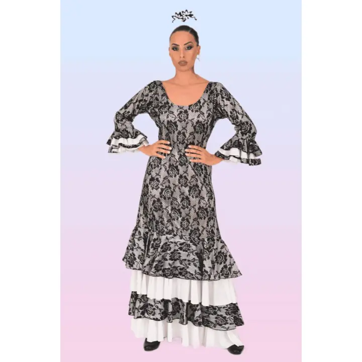 Vestido de Flamenca de Encaje con Volantes a Capas - 1