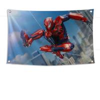 Bandera De Spiderman De Marvel 1pc MINISO Poliéster Para Exterior Decoración De Habitación Estilo Aesthetic Con Cuatro Agujeros - details 6