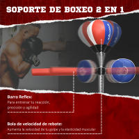 SPORTNOW Saco de Boxeo de Pie con Bola de Velocidad Altura Ajustable Base Rellenable de Agua o Arena Barra de Reflejos e Inflador Punching Ball para Adultos 80,5x48x163-205 cm Negro y Rojo - details 3