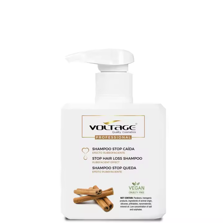 Voltage Cosmetics - Champú Stop Caída - 500 ml - Previene la Alopecia - Champú Anticaída con Biotina y Cafeína - Activa la Renovación Celular y Estimula la Circulación Sanguínea - 1
