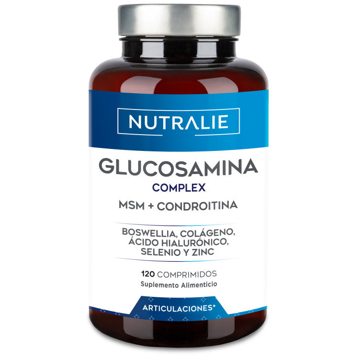 Glucosamina con Condroitina, MSM y Colágeno, Para Articulaciones, Cartílago y Huesos, Antiinflamatorio Natural que Reduce el Dolor con Ácido Hialurónico, Boswelia, Selenio, Zinc, 120 Comprimidos - Nutralie