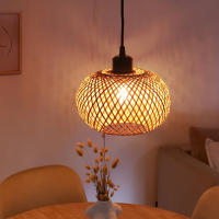 Lámpara Colgante De Bambú Tejida Decorativa Para Pasillo Y Sala De Estar E27 Fuente De Iluminación Moderna Y Retro - details 0