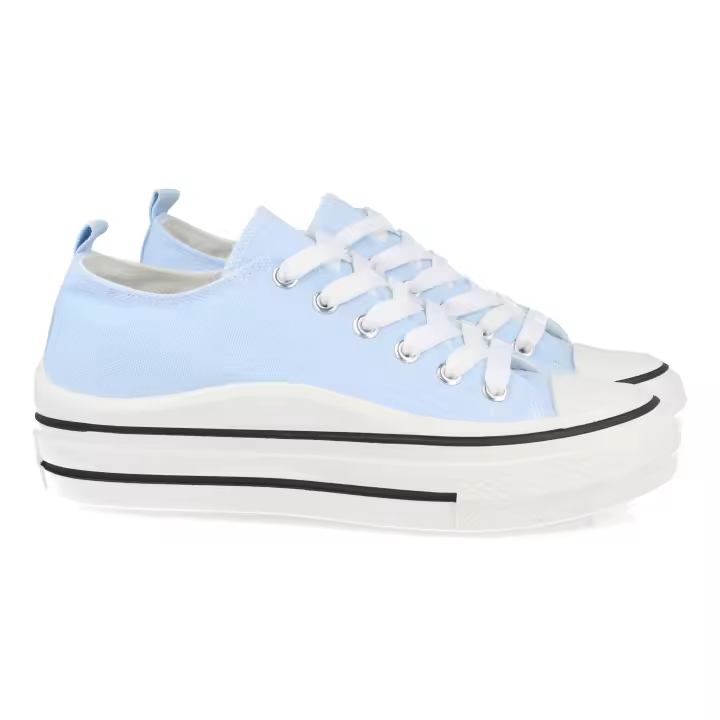 PuntoSalao Zapatillas de lona cómodas con plataforma baja mujer color azul ABX0212 - 1