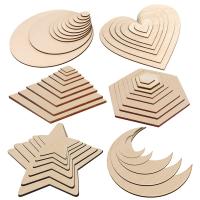10pcs Colgantes De Madera En Formas Rectangular Redonda Corazón Luna Para Decoración De Hogar Juguetes Regalos DIY De Pintura - details 0