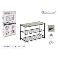 STARLEY-CONFORTIME Estanteria 3-4 niveles Metal Madera en Blanco Estanteria organizador Cocina Dormitorio Escritorio Zapatero 60 x 30 x 43 cm - details 5