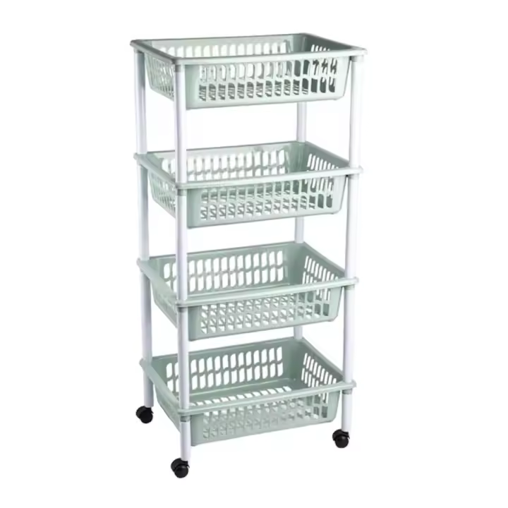 Modelo de depósito verdulero PLFT con Rueda 4 Cesta 85x40x30 cm, Carritos portaobjetos multiusos para organizar los Espacios domésticos, organizador de Cocina y Hogar - 1