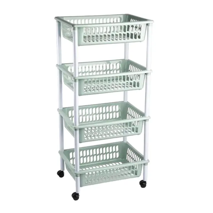 Modelo de depósito verdulero PLFT con Rueda 4 Cesta 85x40x30 cm, Carritos portaobjetos multiusos para organizar los Espacios domésticos, organizador de Cocina y Hogar - 1