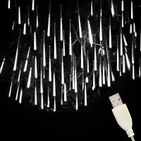 Luces De Lluvia De Meteorito Para Decoración De Árbol Al Aire Libre Con 192LEDs Fosforescentes Cadenas De Agua Mágicas Para Jardín Fiesta Festival USB Recargable - details 10