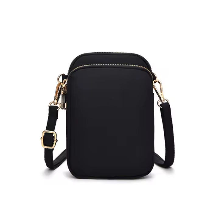 Bolso Mini Mujer Cruzado Con Cremallera Bolso De Hombro Multifuncional Vertical Monedero Móvil Negro Bolso De Caminar - 1